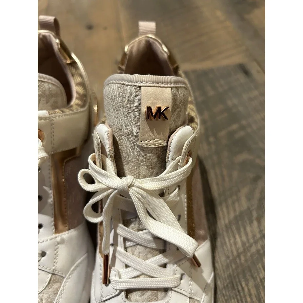 Michael Kors Georgie Trainer Sneakers Women’s Size 7 Leather and Rose Gold Retro